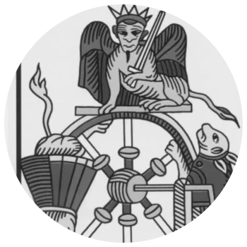 Carta della Ruota della Fortuna dei Tarocchi di Marsiglia, simbolo del ciclo della vita e dei cambiamenti